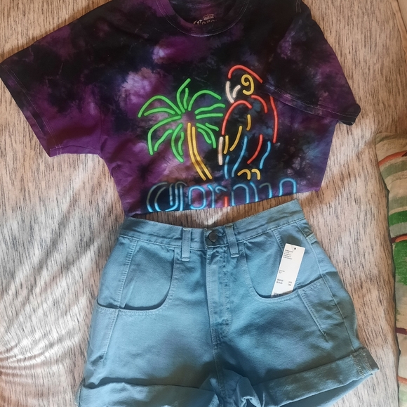 BDG Blue Denim Cuffed Shorts - Picture 7 of 7